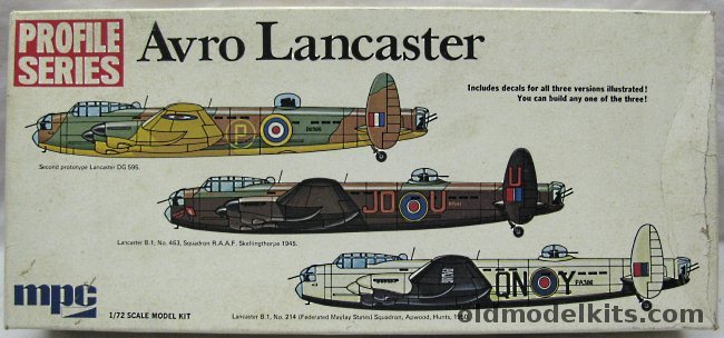 MPC 1/72 Avro Lancaster Profile Series - DG595-2nd Prototype / B.1 No. 463 RAAF 1945 / B.1 No 214 Federated Malay States 1950 (Airfix molds), 2-2503 plastic model kit